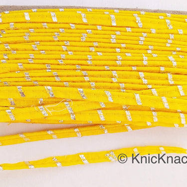 Yellow And Gold Stripes Piping Cord Trim, Approx. 8 mm wide, One Yard Trim